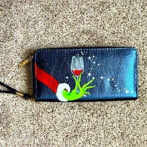 Custom painted Grinch clutch - navy blue
